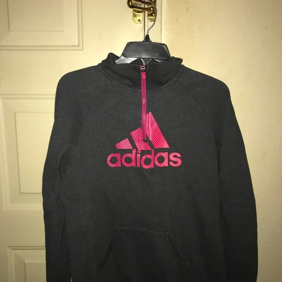 adidas Women's Gray and Pink Sweatshirt - Picture 1 of 2